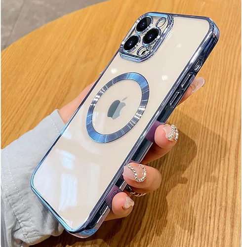 Miniatura 8 de Funda magnética transparente para iPhone 14 Pro con protector de lente de cámara, funda de protección completa compatible con MagSafe elegante funda