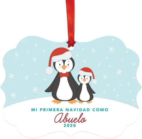 Miniatura 22 de Andaz Press Adorno de recuerdo de Navidad con marco de fantasía de familia española, Nuestra Primera Navidad Como UNA Familia De Tres 2024, Familia