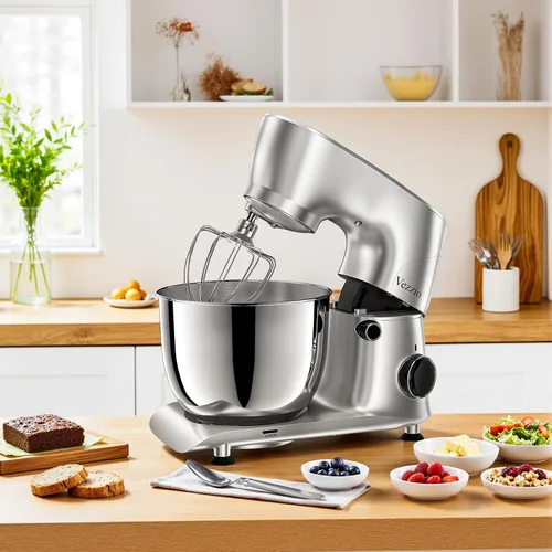 Miniatura 7 de Vezzio Batidora de pedestal con cabezal inclinable, 10 velocidades, de 6 cuartos de galón, mezclador de cocina para alimentos con tazón de acero