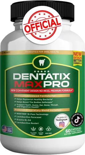 Dentatix Max Pro para la salud de las encías y los dientes y el aliento fresco, 40 mil millones de UFC Probióticos orales avanzados para el mal
