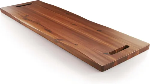 Tidita Tabla de embutidos grande de 36" de madera de acacia con asas - Tablas de servir de queso de madera extra largas - Bandeja rectangular de