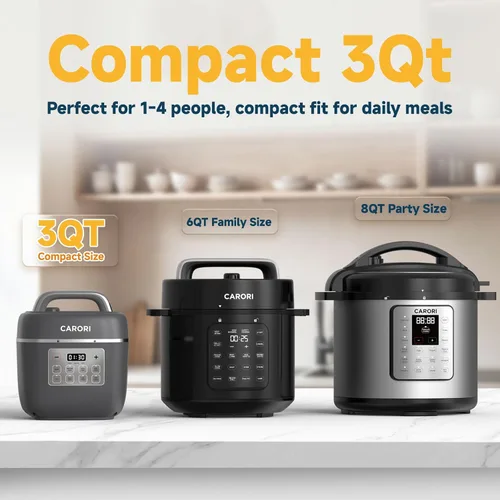 Miniatura 3 de Olla a presión eléctrica 3QT, 8 en 1, ahorro de tiempo y saludable, olla antiadherente de cerámica para comidas rápidas, salteado, olla a presión