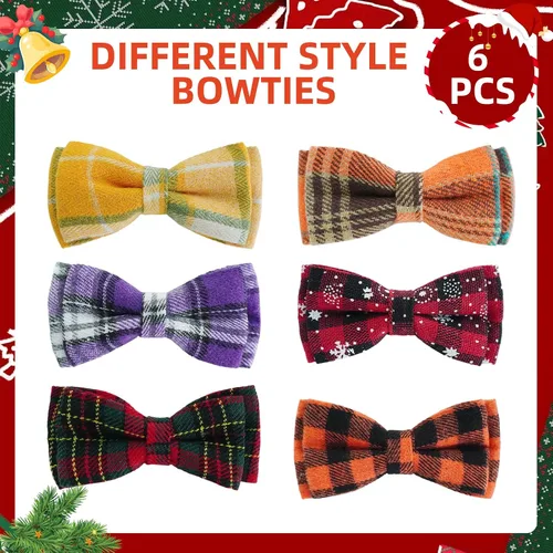 Miniatura 5 de PAWCHIE Corbatas de moño para perro de Halloween, 6 piezas, lindo collar de perro, accesorios de collar de aseo ajustable, pajaritas para perros
