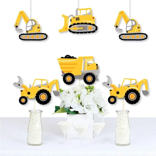 Miniatura 2 de Big Dot of Happiness Dig It - Zona de fiesta de construcción - Camión volquete excavadora retroexcavadora decoraciones DIY Baby Shower o fiesta