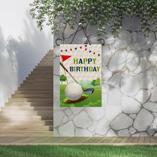 Miniatura 8 de Bandera de jardín con temática de golf, letrero de fiesta de cumpleaños para niños y niñas, adultos, fiesta de cumpleaños deportiva, decoración