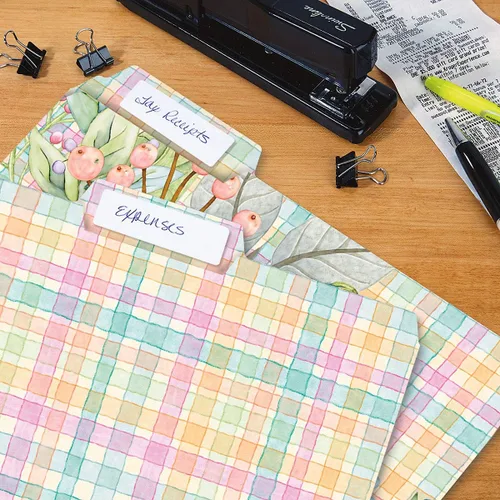 Miniatura 5 de 12 carpetas Sentiment Garden - Juego de 12, 3 diseños, pestañas escalonadas de corte 1/3, impresión botánica floral pastel, suministros de oficina