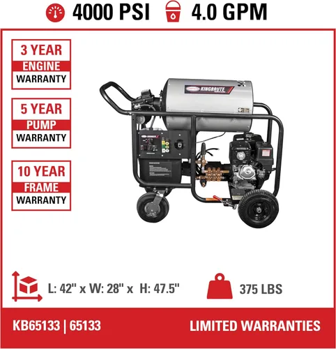 Miniatura 3 de Simpson Lavadora a Presión de Gas de Limpieza de 4000 PSI, Lavadora a Presión de 4.0 GPM para Uso con Agua Caliente, Motor Honda GX390, Manguera