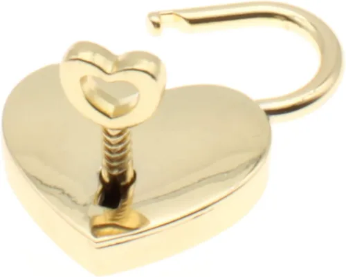 Miniatura 2 de 4 piezas de candado en forma de corazón antiguo mini candado estilo retro cerradura de caja con llave para joyero pequeña caja de madera (dorado)