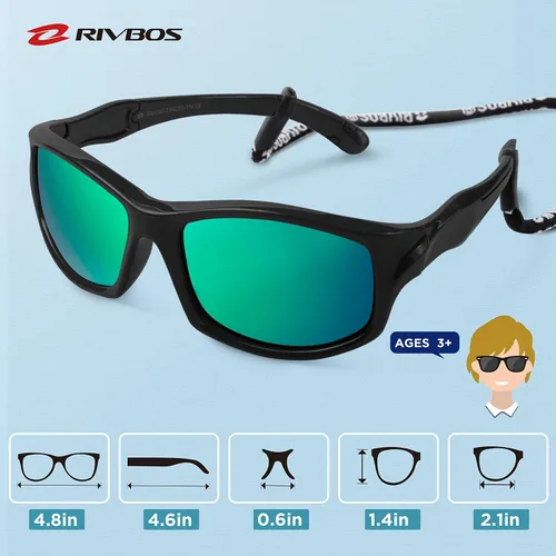 Miniatura 5 de RIVBOS RBK003 gafas de sol polarizadas flexibles de goma para bebés y niños de 3 a 10 años lentes espejados disponibles