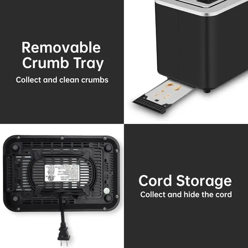 Miniatura 5 de SEEDEEM Tostadora de 2 rebanadas, pantalla de control táctil, tostadora inteligente de acero inoxidable, 6 configuraciones de tostado, selección