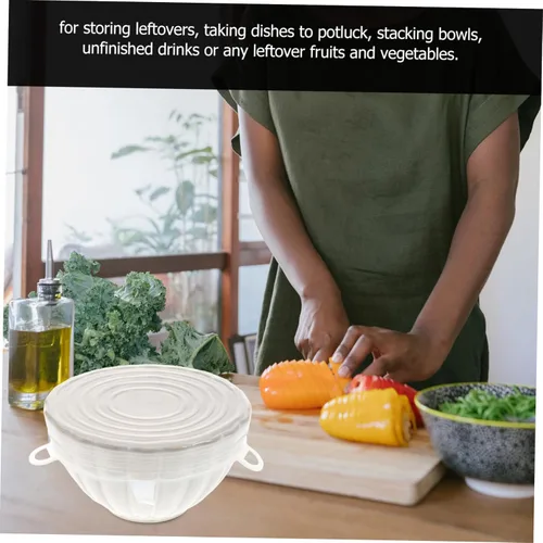 Miniatura 8 de 6 fundas elásticas de silicona de grado alimenticio, tapas herméticas flexibles para almacenamiento de alimentos, conservación de frescura y uso