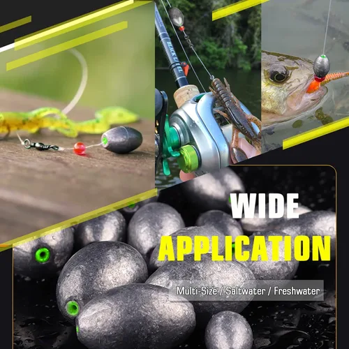 Miniatura 6 de AMYSPORTS Kit de pesos de pesca con plomo y huevo, pesos de caída, plomada, aparejos de fundición de agua salada, juego de fregaderos de pesca