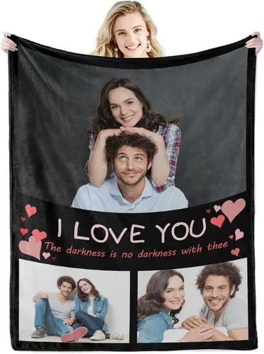 Miniatura 17 de Abybela Manta personalizada con texto fotográfico para regalos de parejas, manta personalizada con imagen, regalos para novio, novia, esposa, Foto-3
