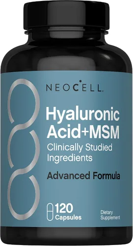 NeoCell Ácido hialurónico con MSM 1000mg | 120 Cápsulas | Suplemento de fórmula avanzada | Ingredientes clínicamente estudiados