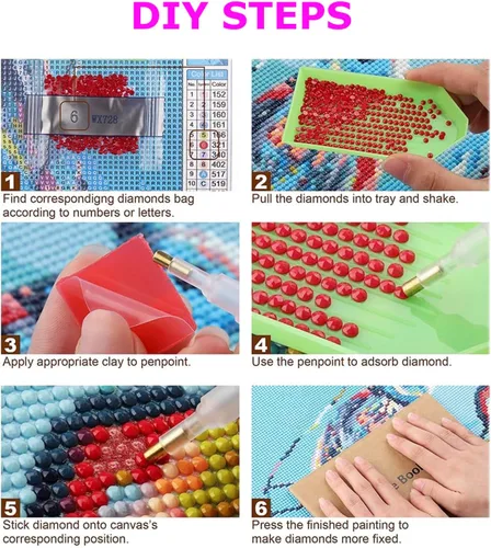 Miniatura 6 de Paquete de 6 kits de pintura de diamantes para adultos principiantes, juegos de arte de diamantes de playa 5D, pintura de amanecer redonda completa