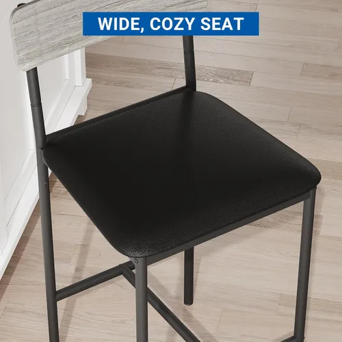 Miniatura 6 de GarveeHome Juego de mesa de comedor para 2, mesa de cocina de altura de mostrador con 2 taburetes de bar tapizados, mesa de comedor y sillas