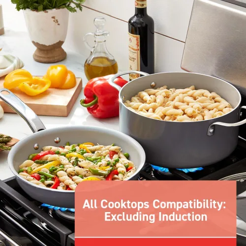 Miniatura 7 de T-Fal Fresh Gourmet Juego de utensilios de cocina de cerámica reciclada antiadherente, 12 piezas, apto para horno y asador hasta 500°F, tapa segura