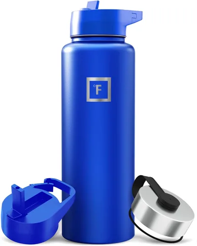 Miniatura 17 de IRON °FLASK Frasco de hidratación para acampar y senderismo con pajilla, botella de agua deportiva de acero inoxidable con aislamiento de boca Dark
