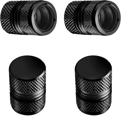 Tapones de vástago de válvula de neumático, paquete de 4 tapones de válvula de aire de aleación anodizada de alta calidad, anticorrosión, Negro