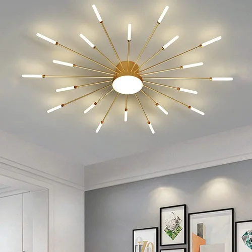 Miniatura 13 de Lámpara de techo LED regulable de 32 pulgadas, 12 luces de techo, lámpara de techo empotrada, iluminación de interior dorada para sala de estar, 12