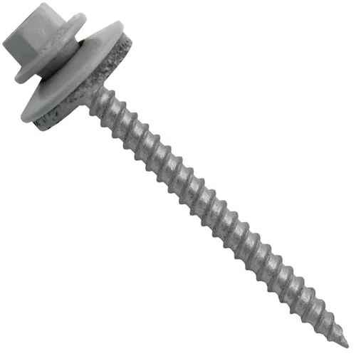 Miniatura 46 de 12 tornillos para techos de metal gris ABC de 2-1/2 pulgadas, cabezal de arandela hexagonal, arranque automático/roscado, arandela EPDM. 1 bolsa
