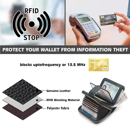 Miniatura 3 de ERDOGLY Estuche organizador de tarjetas de crédito RFID, Negro -, Minimalista