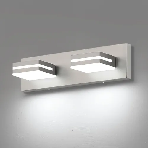Miniatura 74 de SineRise - Lámpara LED para tocador de baño - Moderna lámpara de acrílico con acabado cromado para iluminación de pared sobre el espejo - 2 luces
