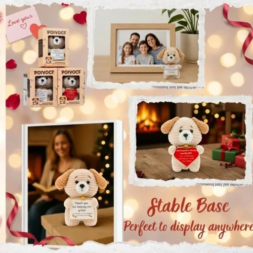 Miniatura 6 de POIVOCF Cachorro de Crochet con Corazón de Peluche, Lindo Regalo de Amor y Amistad para Novia, Esposa, Mejor Amiga o Hermana, Pequeño Regalo