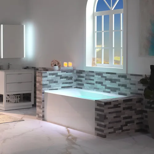 Miniatura 12 de WOODBRIDGE Bañera rectangular de acrílico de 60 pulgadas en blanco con drenaje derecho, desagüe desplegable negro mate incluido BA6030R Mate negro