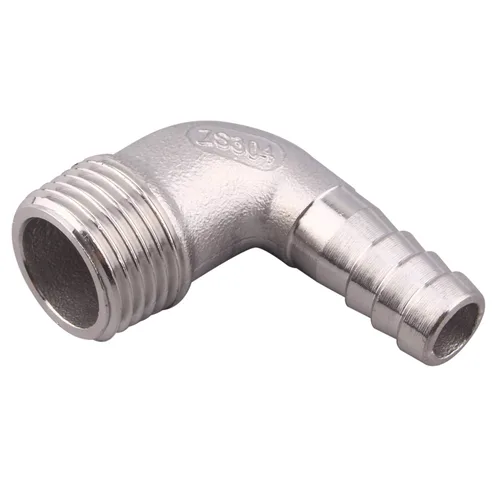 Miniatura 6 de Púa de manguera de 1/2 pulgada x 1/2 pulgada macho NPT acero inoxidable codo de 90 grados rosca de púas accesorio de tubería (paquete de 2)