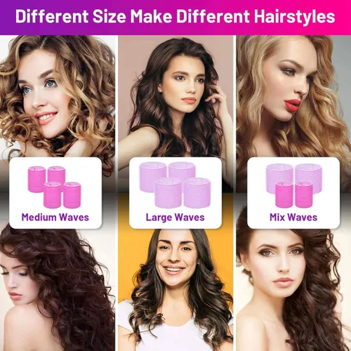 Miniatura 3 de Rulos Autosujetables para el Cabello Juego de 16 Piezas con 8 Rulos para el Cabello 2 Tamaños (4 Jumbo y 4 Grandes) y 8 Pinzas para el Cabello