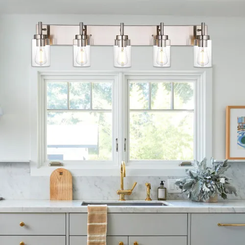 Miniatura 2 de Lámpara de tocador de baño de 5 luces, apliques de níquel cepillado, iluminación de pared, moderna lámpara industrial de montaje en pared