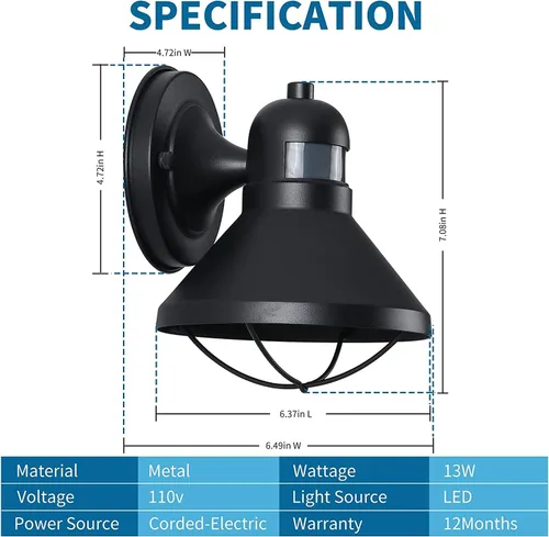 Miniatura 6 de LONEDRUID Paquete de 3 luces LED para porche con sensor de movimiento del anochecer al amanecer