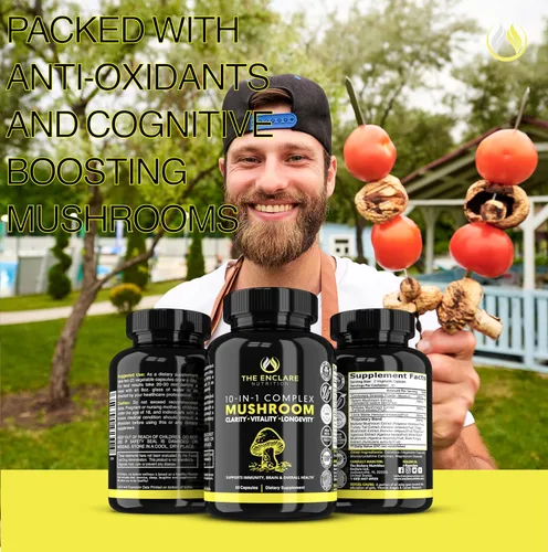 Miniatura 8 de THE ENCLARE NUTRITION Suplemento de hongos Complejo 10 en 1 Apoyo Inmunológico Melena de Leones, Reishi, Cola de Pavo, Cordyceps, Chaga, Maitake