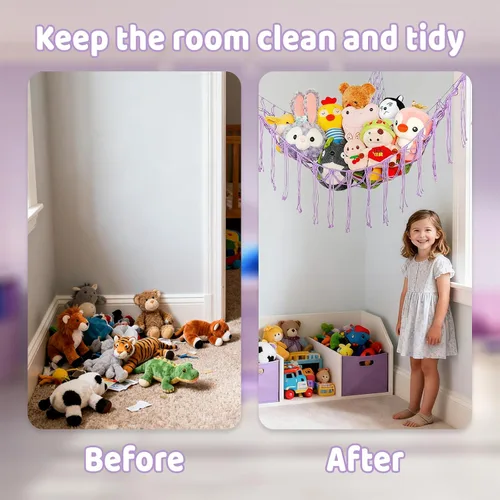 Miniatura 4 de Hamaca de red de animales de peluche para juguetes de peluche, red de peluche para decoración de habitación de niños, almacenamiento de animales
