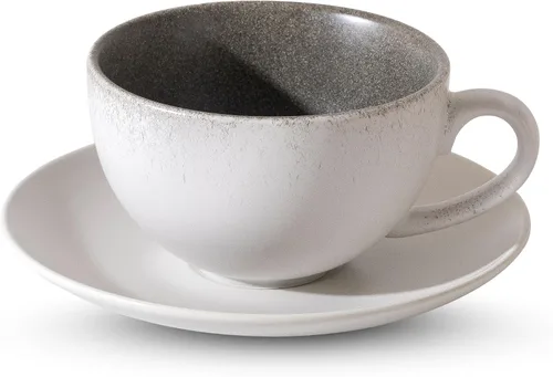 Miniatura 8 de Taza de Cerámica para Arte Latte con Platillo - 10 oz, Fondo Redondo para Vertidos Perfectos - Tazas de Café para Capuchino, Espresso, Café, Té