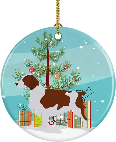 Miniatura 38 de Caroline's Treasures Bulldog inglés «Merry Christmas» adorno de cerámica para árbol de Navidad, decoración colgante para el hogar, Navidad, fiestas