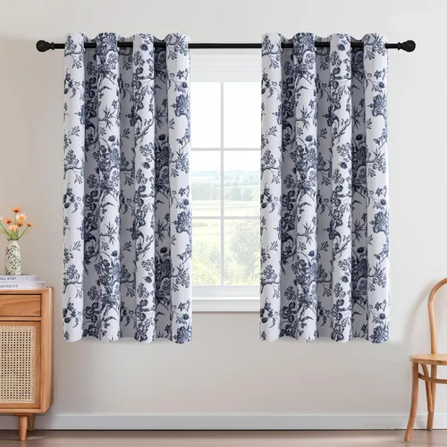 Miniatura 18 de H.VERSAILTEX - Cortinas opacas de 63 pulgadas de largo, juego de 2 paneles, estampado floral, cortinas de estilo campestre para sala de estar