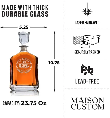 Miniatura 3 de Decantador de whisky personalizado - 4 diseños - Regalos de cumpleaños para hombres 2025, papá, esposo, él, novio - Regalos de whisky para hombres