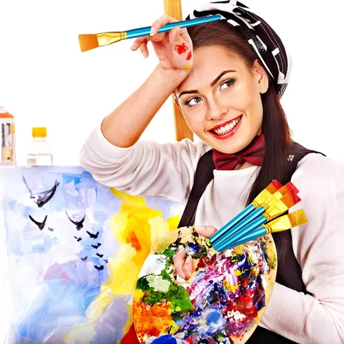 Miniatura 6 de Thenshop 40 pinceles de pintura plana de 1 pulgada para acuarela, pincel de pintura acrílica grande, de nailon sintético, pinceles de pintura al