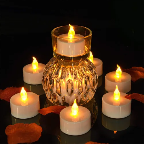 Miniatura 6 de Dura 2 veces más velas sin llama [50 unidades, pilas incluidas], velas de té realistas, velas brillantes parpadeantes, velas sin perfume que