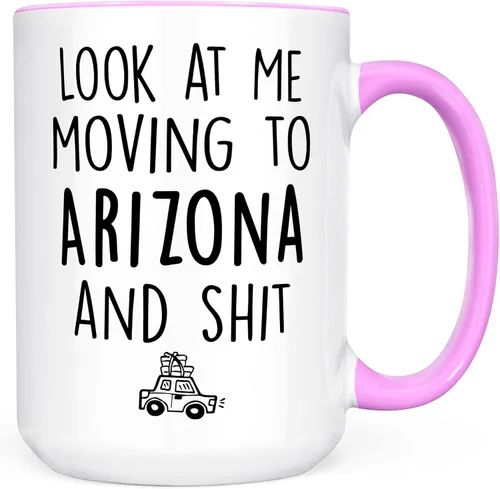 Miniatura 16 de Sweet & Salty Taza con texto en inglés «Look at Me Moving to Arizona», regalos para alguien que se muda fuera del estado, «Welcome Farewell Goodbye