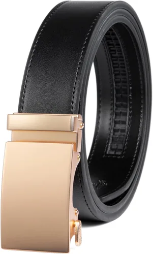 Miniatura 13 de Drowsmen - Cinturón de cuero para hombre con trinquete de 1 3/8 pulgadas, hebilla automática de deslizamiento con clic, ajuste ajustable para un