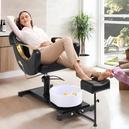 Miniatura 8 de LOUVIXA Estación de Pedicura Sin Plomería, Silla Hidráulica de Pedicura para Técnico de Uñas, Estación de Pedicura Reclinable con Altura Ajustable