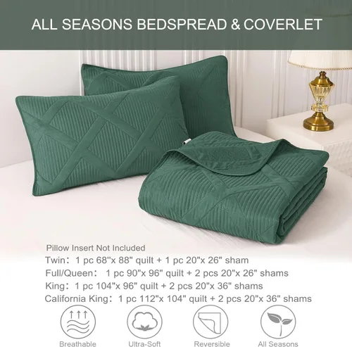 Miniatura 6 de Exclusivo Mezcla - Juego de edredón king extragrande, juego de ropa de cama verde para cama king, con 2 fundas de almohada, colcha moderna