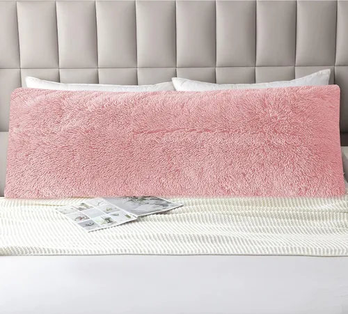 Miniatura 2 de Funda de almohada de cuerpo lanudo y esponjosa con cremallera, funda de almohada de felpa de piel sintética de 21 x 54 pulgadas, funda de almohada