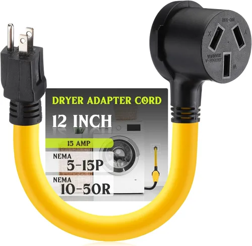 Miniatura 9 de Kanayu Cable adaptador de secadora NEMA 5-15P a 10-30R 15 amperios 1 pie NEMA 5-15P macho a 10-30R hembra adaptador de corriente 15 amperios 3