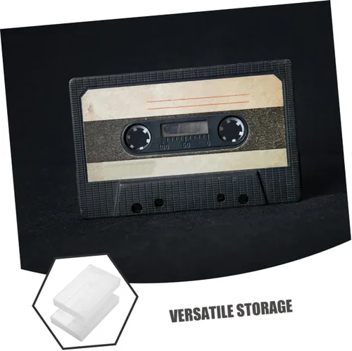 Miniatura 9 de Caja de almacenamiento de cinta de casete vintage, soporte de plástico transparente para casetes de música, joyería y organización de cristal