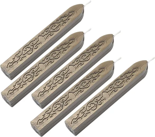 Barras de cera Yoption en forma de tótem para lacre de manuscritos, 5 piezas, lacre con pabilo multicolor diseño retro para cartas por correo