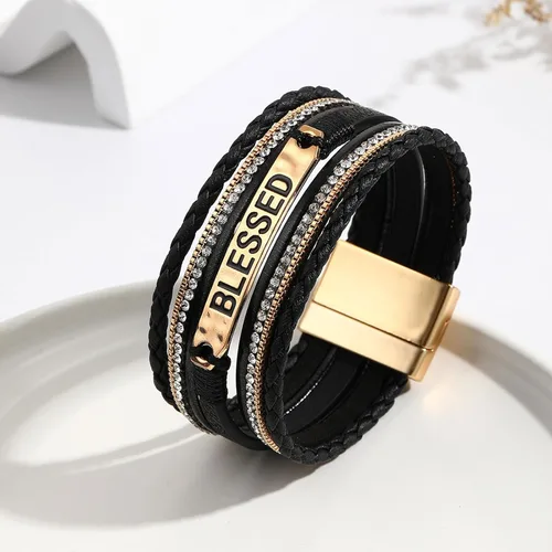 Miniatura 2 de Long tiantian Pulseras de cuero para mujer, pulseras de moda para mujer, pulsera apilable de cruz para mujer, pulseras de múltiples capas